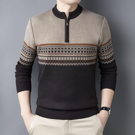 Pull d'hiver Vêtements d'hiver pour hommes Pull tricoté épais à col montant Chaud 4XL