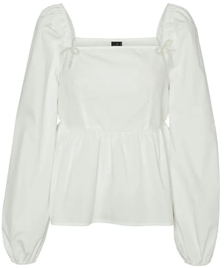 Vero Moda Bow Blouse Met Lange Mouwen Wit XL Vrouw