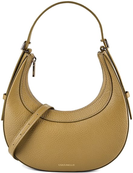 COCCINELLE Leren handtas schoudertas Whisper Grained Leather Mini Bag Seagrass kaki