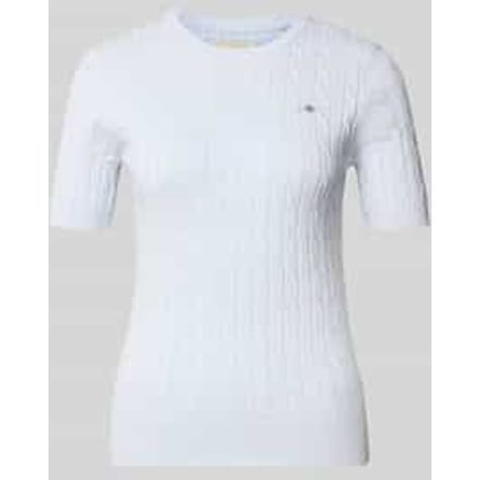 Gebreid shirt met Kabelpatroon en Labelstitching