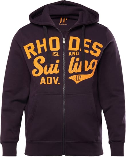JP 1880 - Heren - Hoodie-jack capuchon kangoeroezak - Donker violet - Maat L