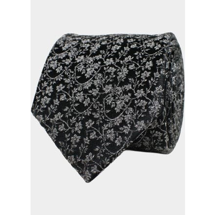 TRESANTI | FALLO | Zijden stropdas met kleine bloemen | Grijs