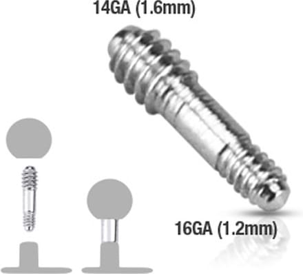 Dermal anchor gauge converter pin lang - LMPiercings