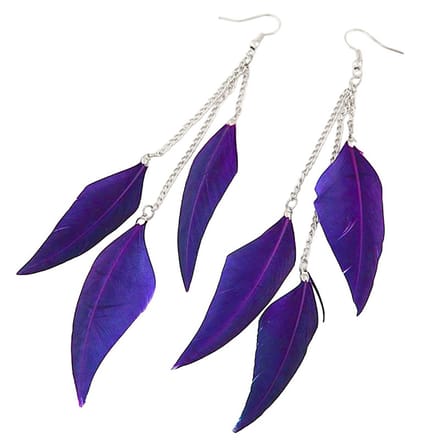 Fako Bijoux® - Oorbellen - Veren Trio Smal - Paars