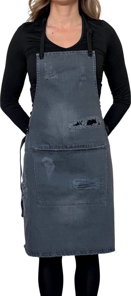 Dutchdeluxes Barbecueschort Distressed Denim Grijs