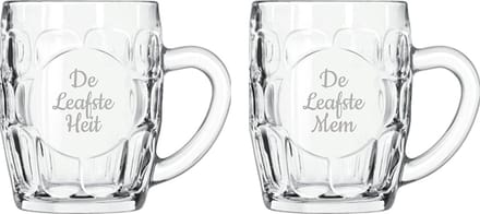 Gegraveerde Bierpul 55cl De Leafste Mem-De Leafste Heit