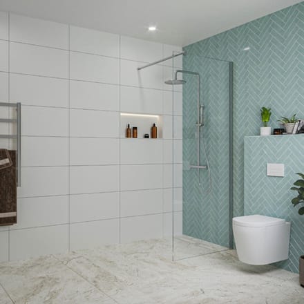 FugaFlow Eccelente Vetro inloopdouche badkamer - 70x200cm - helder glas - wandarm - chroom