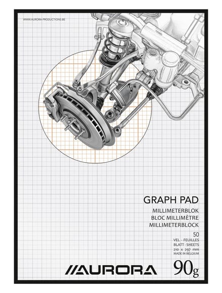 Aurora - MAXI PACK - 10 x Millimeterpapier-blok: Formaat A4 - Bruine millimeterruiten - 50 Vel - 90gr PEFC Papier.