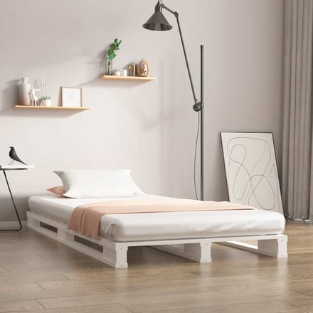 vidaXL - Palletbed - massief - grenenhout - wit - 90x190 - cm