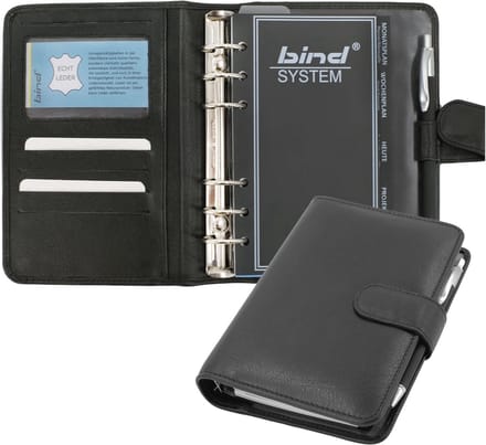 Systeemplanner A6 – Zwart Nappaleer Organizer met Kalender en Druksluiting