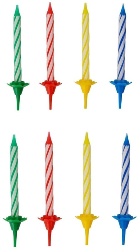 2 Sets van elk 24 verjaardagskaarsen en 12 kaarshouders Fackelmann Rio Party