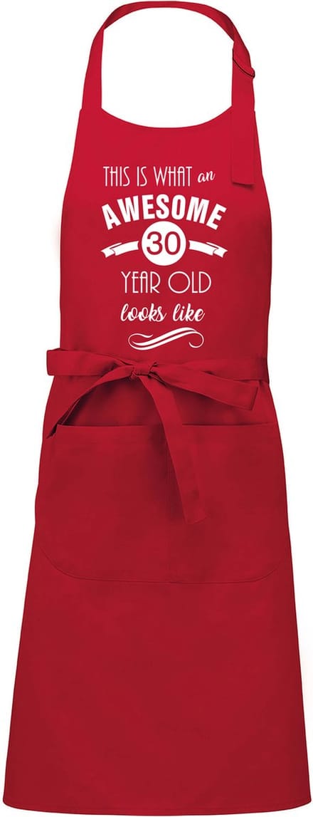 Awesome 30 year - 30 jaar cadeau - keukenschort - BBQ schort - verjaardag - rood