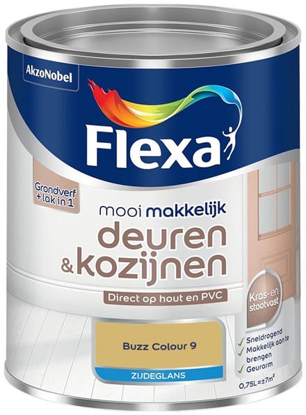 Flexa - Mooi Makkelijk Deuren & Kozijnen Zijdeglans - Buzz Colour 9 - Mengverf - 750 Ml