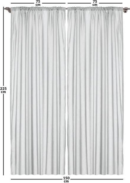 ABAKUHAUS – Geel-Wit Gardijnen – 2x75x225 cm – Microfiber, halfdonker