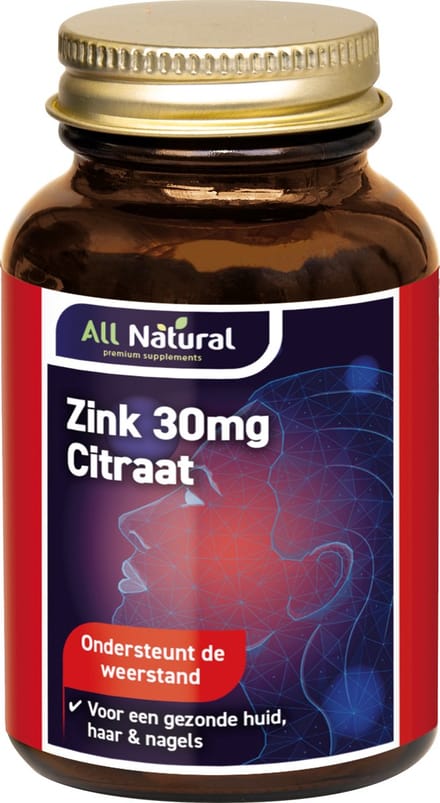 All Natural Zink citraat 30 mg 60 tabletten