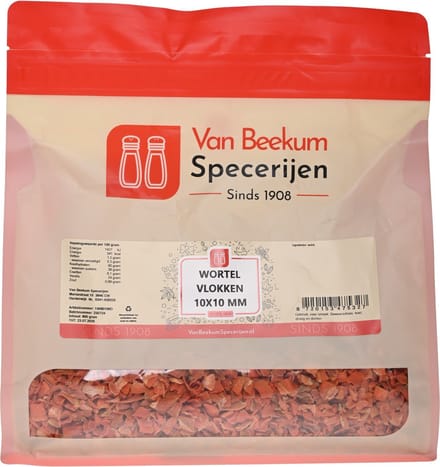 Van Beekum Specerijen - Wortel Vlokken 10x10 mm - 800 Gram (hersluitbare stazak)