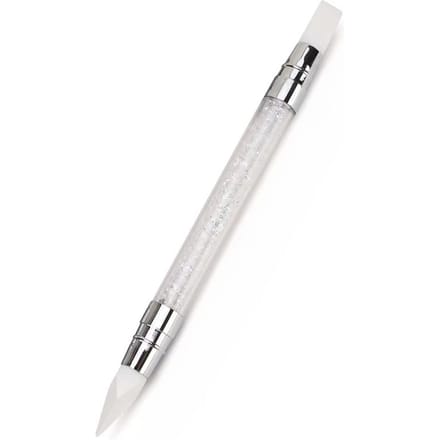 Stylo de Sculpture en Silicone à double extrémité pour Nail Art, outil de conception d'ongles facile et précis, brosse à points de paillettes de Sculpture 3D blanc