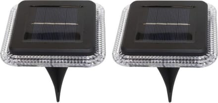 Buiten lampje/prik spots - 2x - solar verlichting - tuinpad/plant verlichting - LED - 10 cm