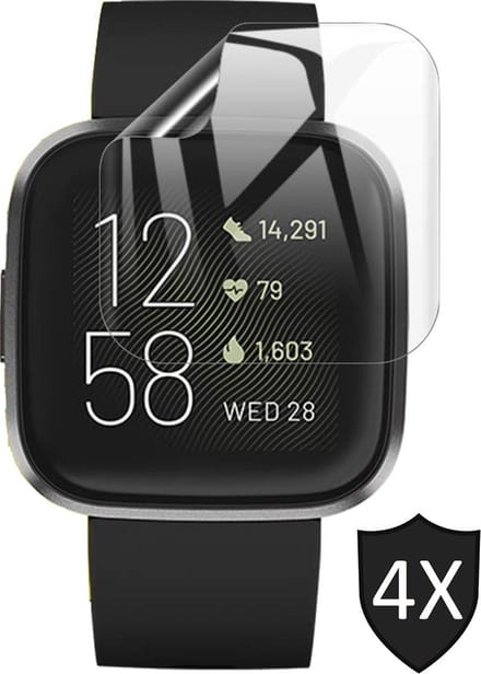 Screenprotector geschikt voor FitBit Versa 2 - PET Glas Folie Screen Protector - 4 Stuks