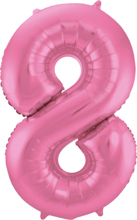Folat - Folieballon Cijfer 8 Roze Metallic Mat - 86 cm