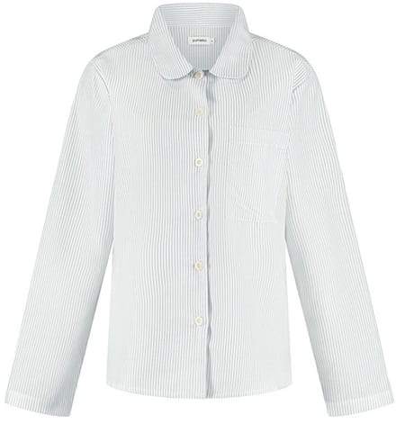 Yumeko pyjamashirt dames katoen TENCEL™ wit/blauw stripe m
