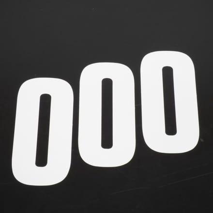 3 sticker autocollant numéro de course zéro 0 blanc Blackbird 130x70mm pour motocross
