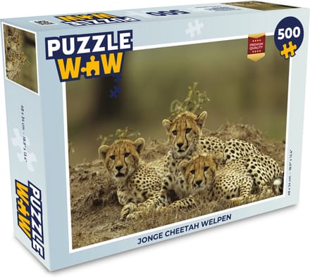 Puzzel Jonge cheetah welpen - Legpuzzel - Puzzel 500 stukjes