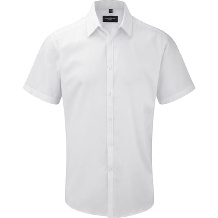 Russell Herenshirt met korte mouwen Visgraatwerk Shirt (Wit)
