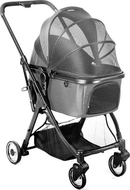 Hondenbuggy Primeline Urban donkergrijs deluxe - tot 10 kg