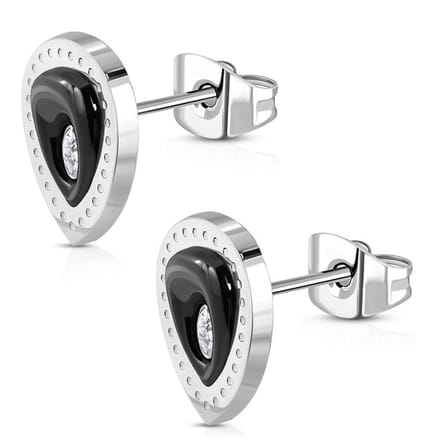 Amanto Oorbellen Benk - 316L Staal - Keramiek - Hart - 15x12mm