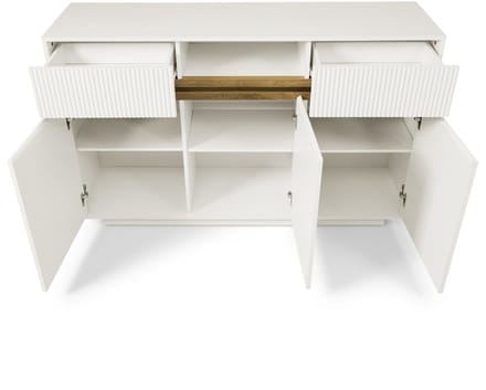 "Wit mdf spaanplaat buffetkast met led 140×40×85cm opslag keuken woonkamer en hal "