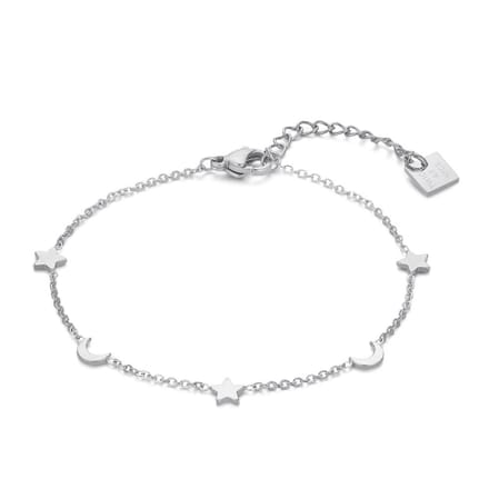 Twice As Nice Armband in edelstaal, sterretjes en maantjes 16cm+3cm