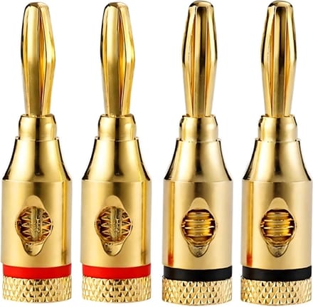 DEGG® - Banaanstekker voor luidsprekerkabel - Gold plated - Vergulde pluggen - 4mm - Luidsprekerstekker - 4 STUK(S)