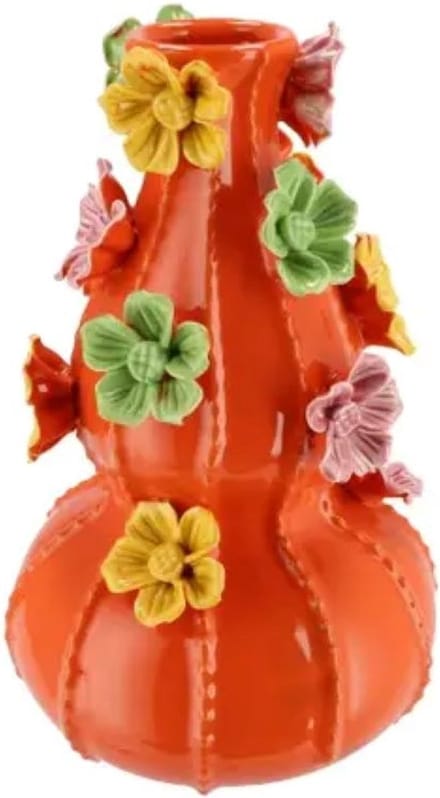 FLOWER ORANGE VASE BUBBELS 19X31CM