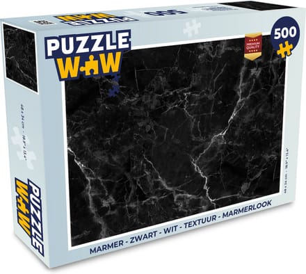 Puzzel Marmer - Zwart - Wit - Textuur - Marmerlook - Legpuzzel - Puzzel 500 stukjes