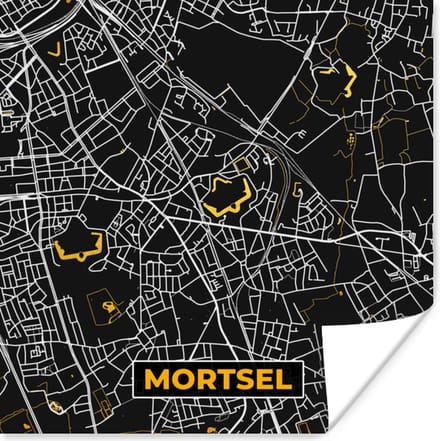 Poster Mortsel - Plattegrond - Stadskaart - Goud - Kaart - 75x75 cm