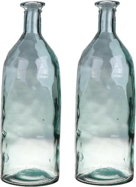Bellatio Design Bloemenvaas - 2x - helder transparant glas - D12 x H35 cm - vaas