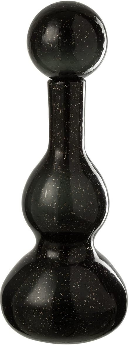 J-Line decoratoe Fles + Stop Carol - glas - zwart - small