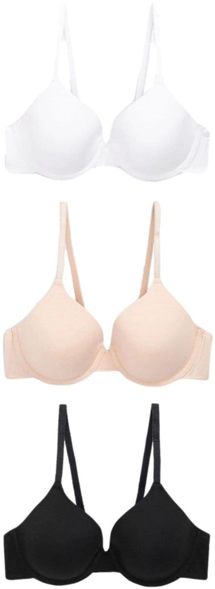 Next - Dames - Set van 3 ultiem comfort beha's met vullingen en hele cups - Zwart