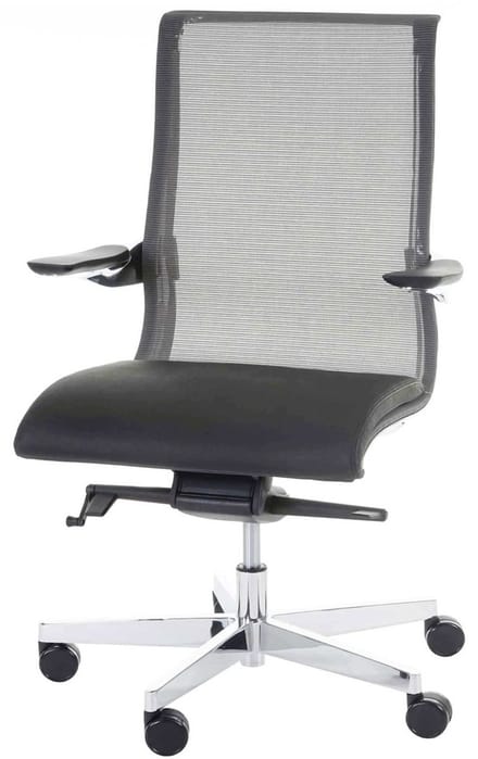 Bureaustoel MERRYFAIR Saville, bureaustoel draaistoel, leder/mesh combinatie zwart ~ Standaard