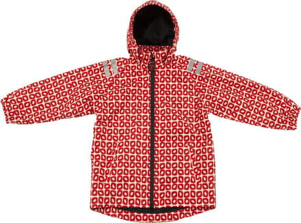 Ducksday - Regenjas voor kinderen - Funky Red - 12 y - reflectoren - ademend - winddicht - waterdicht