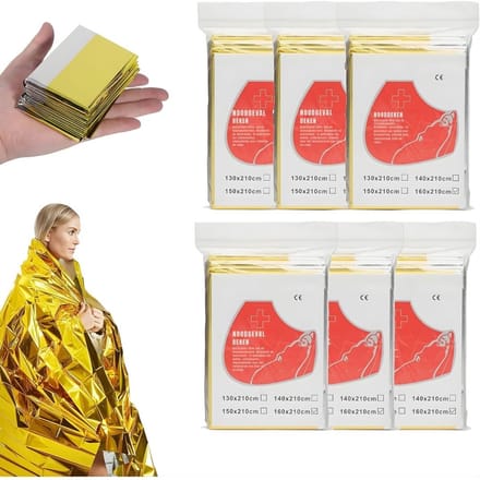 DnA® Nooddeken - Isolatiedeken - Reddingsdeken - Goud- 210cm x 160cm x 1cm