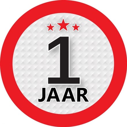 1 jaar leeftijd sticker - rond - Dia 9 cm - 1 jaar verjaardag - jubileum - leeftijd versiering