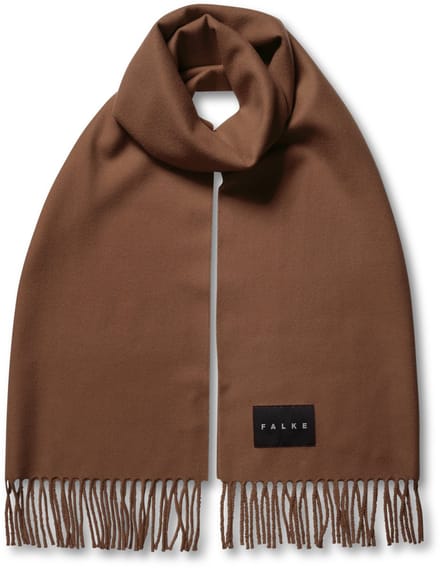 FALKE Basic Stola With Fringes sneldrogend warm wol wintersjaal unisex bruin - maat ONESIZE