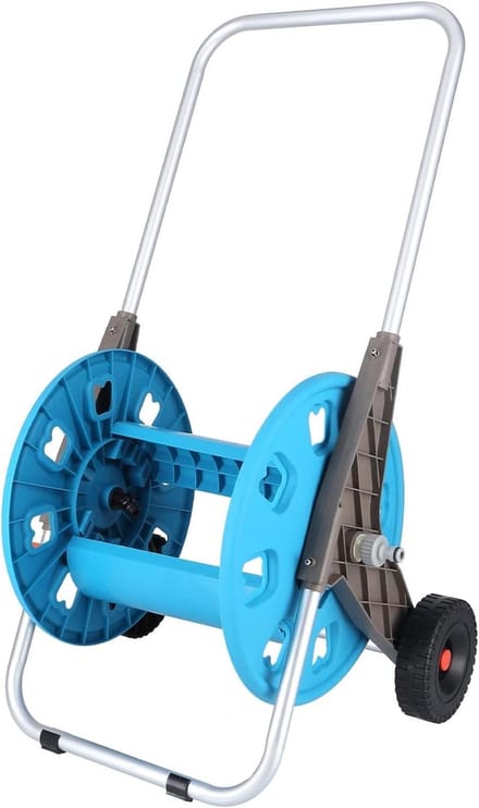 Tuinslanghaspel Wagen - Slangopslag Trolley - Tuinslang Opbergen - Met Katrol - 80 meter - Grijs
