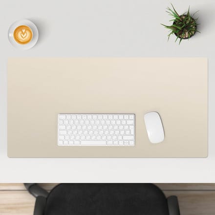 Wallfluent - Romige vanille Bureau Onderlegger - 90x45 cm - Beige Computer Mat - Pastel- en aardse kleuren Bureau Pad - Bureau Onderlegger Groot - Slaapkamer Decoraties - Bureauonderlegger Groot