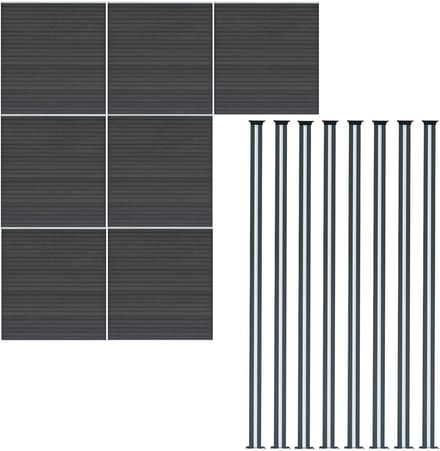 Composiet schutting paneel x7&led-palen x8 - grijs - 1218x185