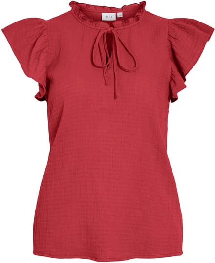 VILA - VILANIA O-NECK S/L FRILL TOP/VOL - Dames - Blouses