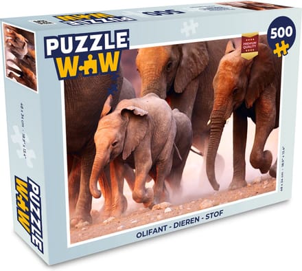 Puzzel Olifant - Dieren - Stof - Legpuzzel - Puzzel 500 stukjes