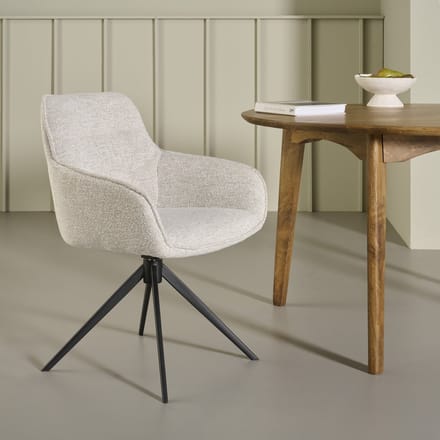 Eetkamerstoel Look - Stof - Beige - 62 x 84 x 61 cm (BxHxD)